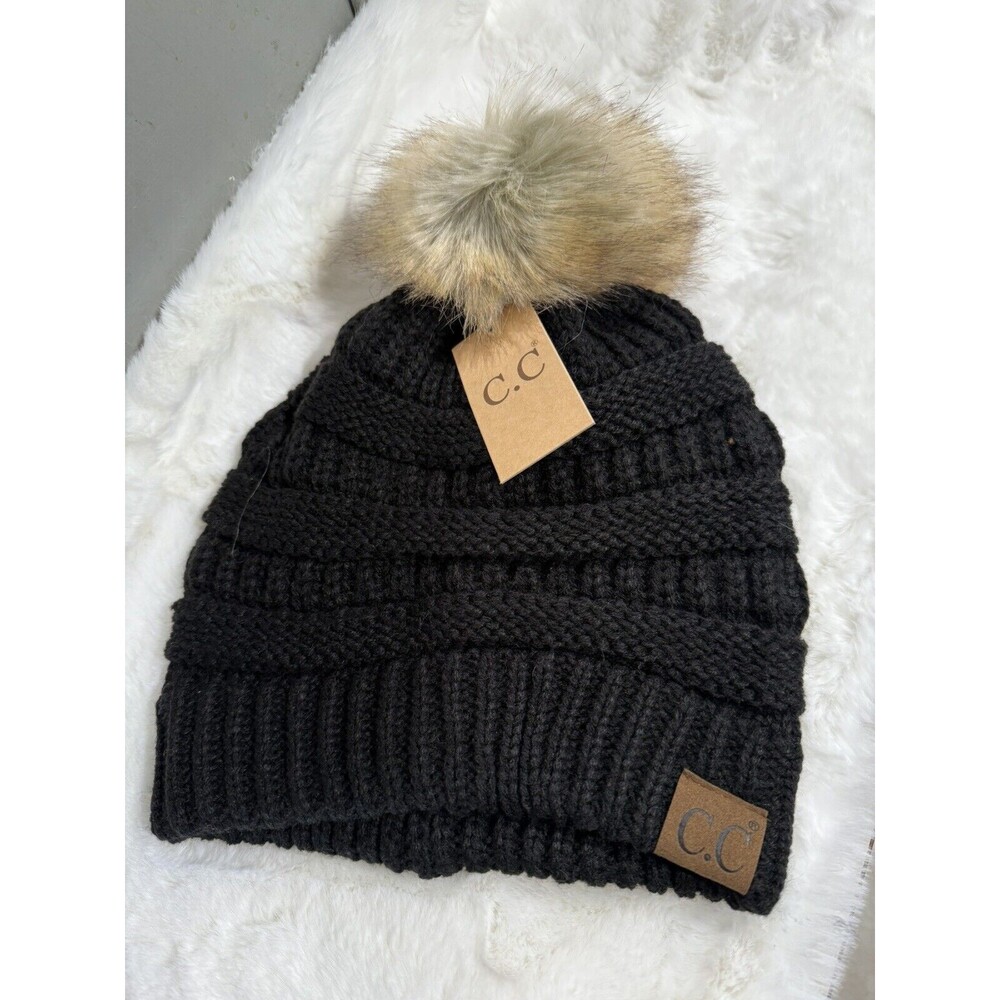 Bundle of 3 CC Beanie Woman’s Knit Slouchy Thick Cap Hat Solid Colors - Picture 11 of 16